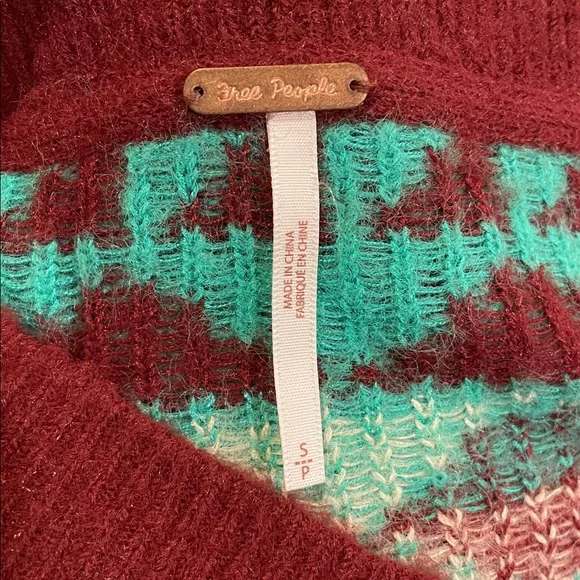 Free People Through The Motions Vest Green & Burgundy Brown Oversized Size Small - Picture 7 of 8